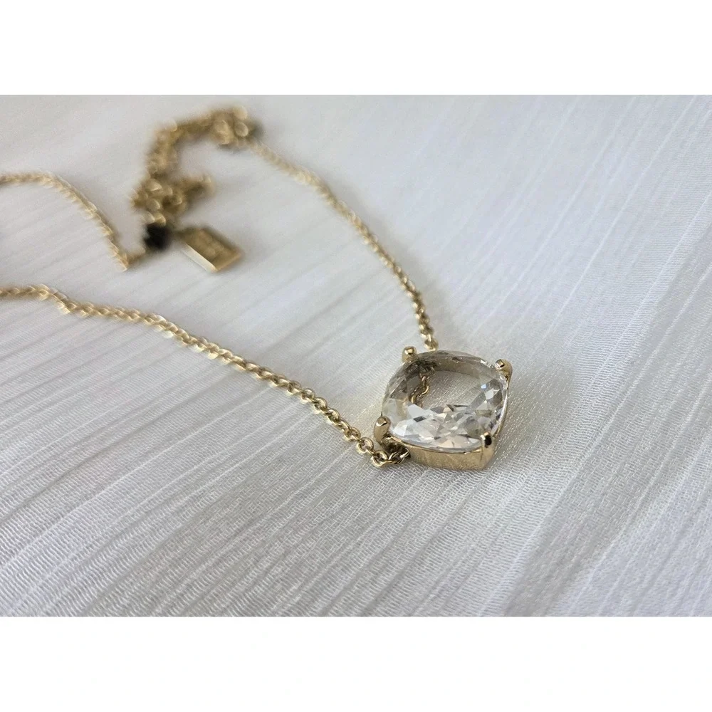 Kate Spade New York Clear Faceted Crystal‎ Pendant Gold Tone Collar Necklace
